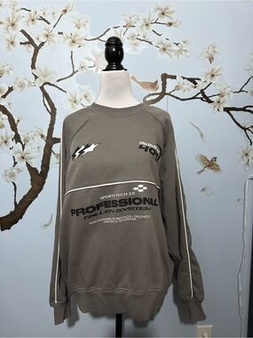 Bershka Gray Crewneck Graphic Sweatshirt